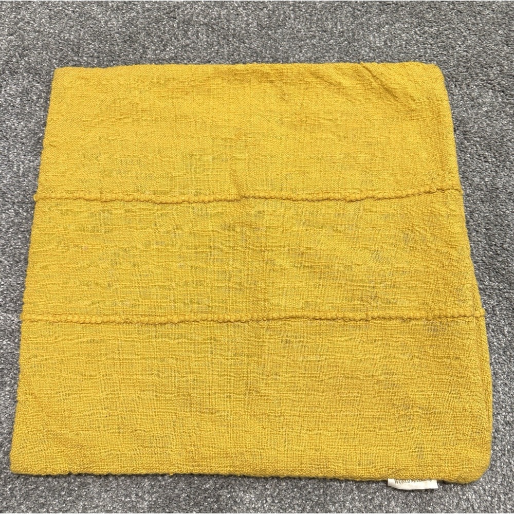 World Market 20x20 Pillow Case Mustard Yellow Textured Oeko-Tex Throw Cover